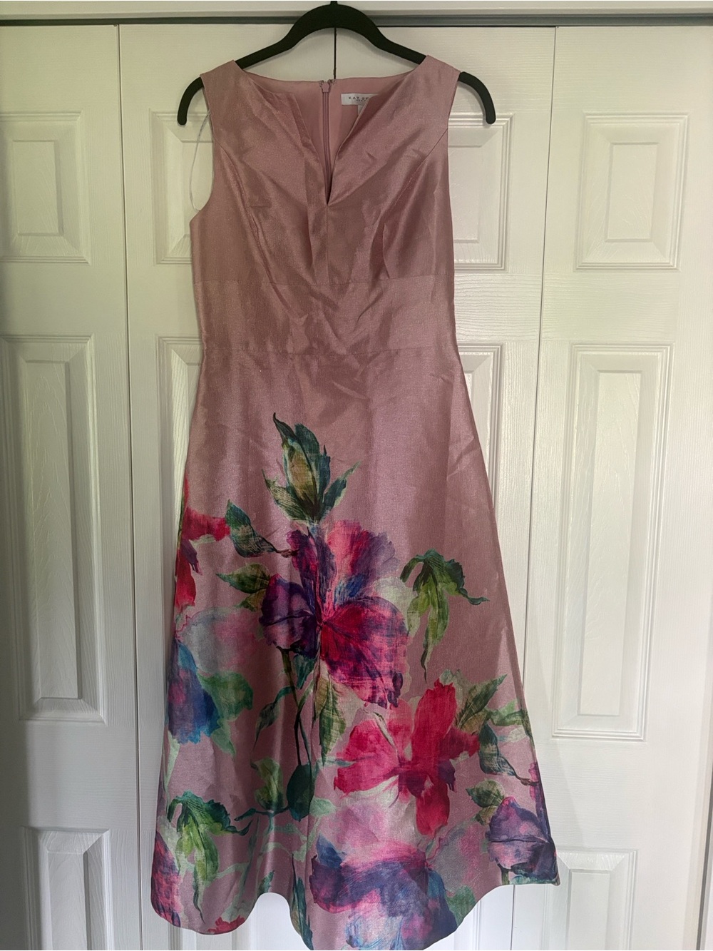 Kay Unger Marlene Pink Floral Tea-length Dress - Picture 6 of 8